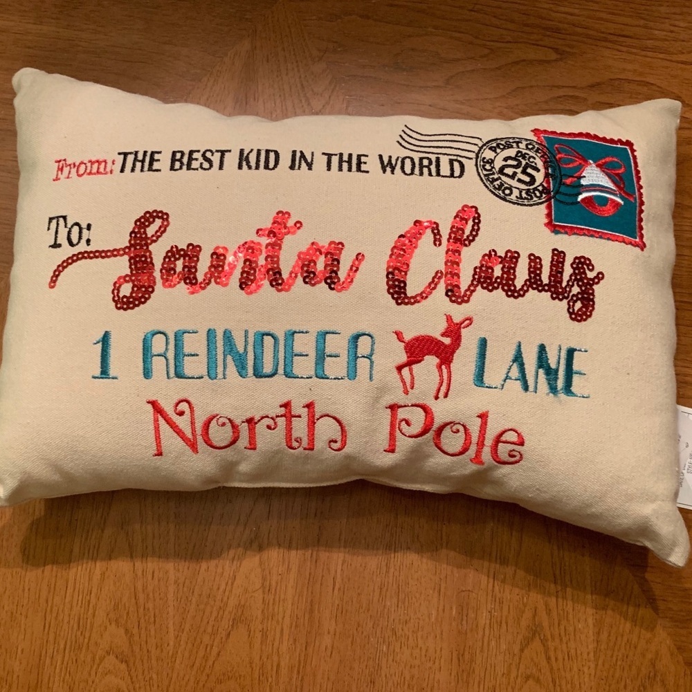 NWT Santa sequin pillow from the best kid world decor couch holidays Christmas